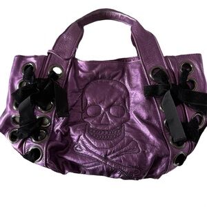 Vintage iconic Betsey Johnson leather skull tote